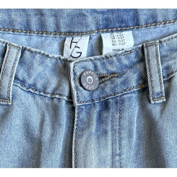 Happily Grey Juniors Size 7 - 27 Light Wash Wide Legs Denim Blue Jeans Womens - Picture 8 of 9